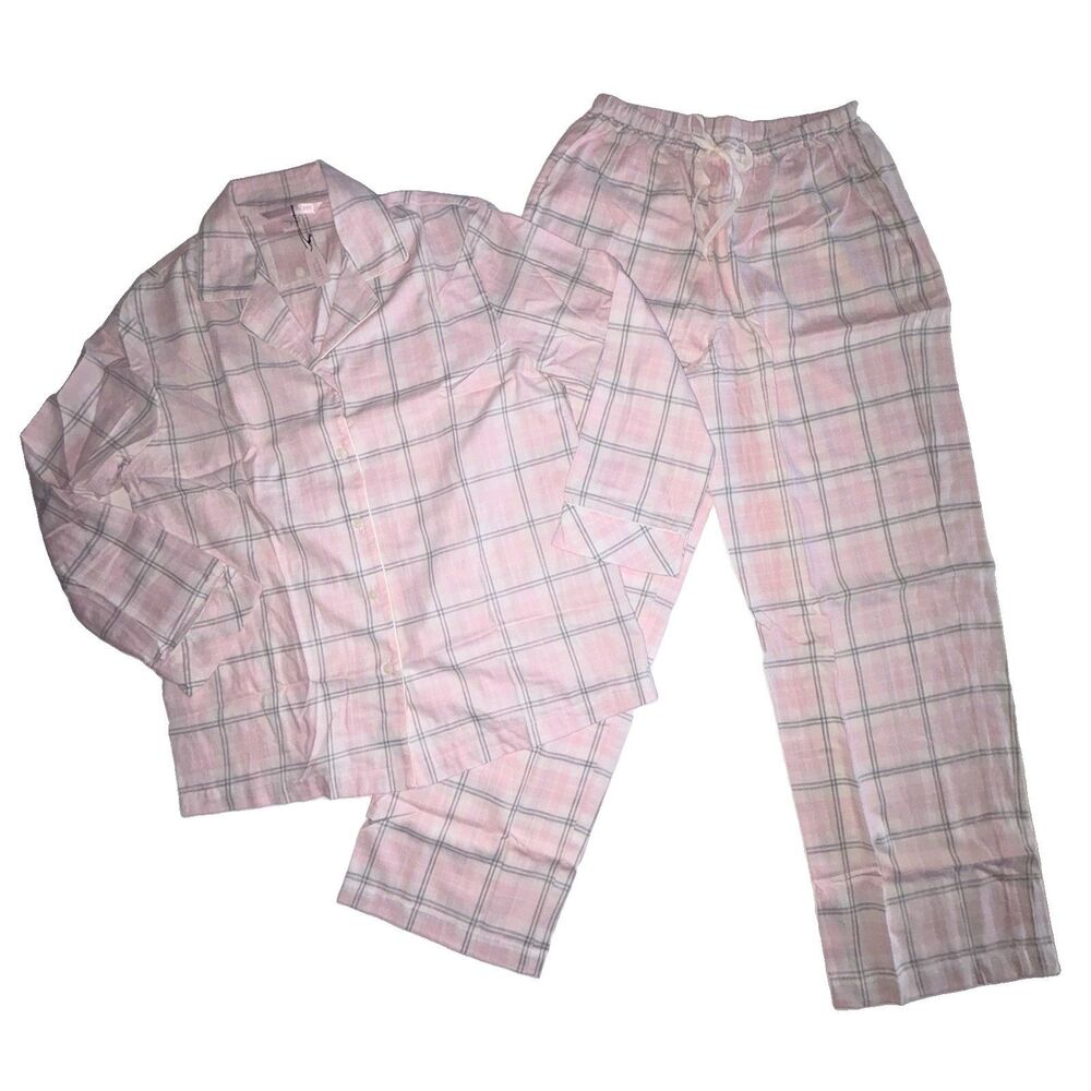 Victoria’s Secret Y2K Pink Plaid Flannel Pajama Set Women's Size Small NEW 2002